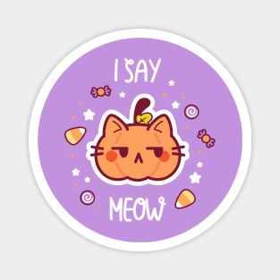 Cute pumpkin cat Halloween illustration Magnet